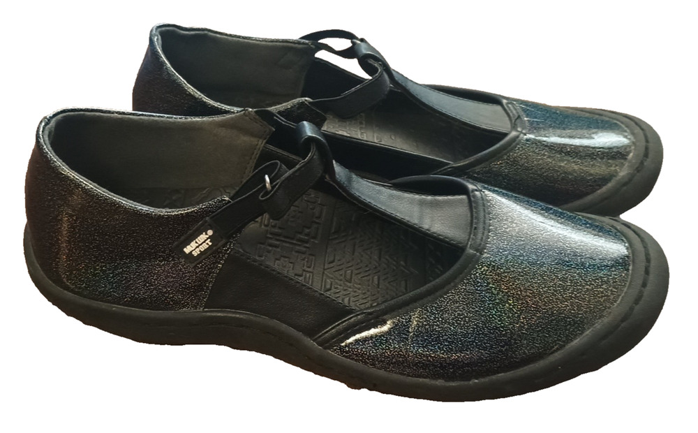 Muk Luk Sport Justine Black Shimmer Sparkle T Strap Mary Janes sz 11 Super CUTE!